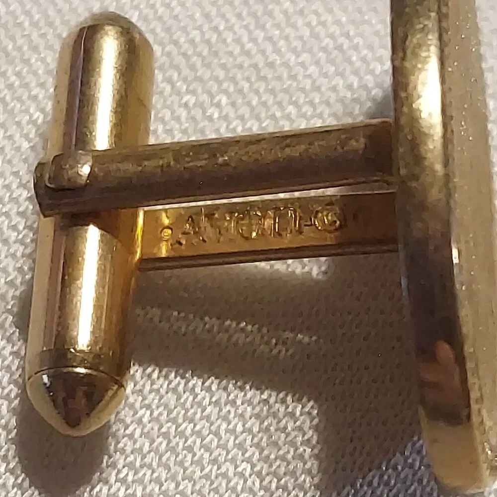 Vintage Avon Gold Tone Oval Brushed Texture Cufflinks 1970's